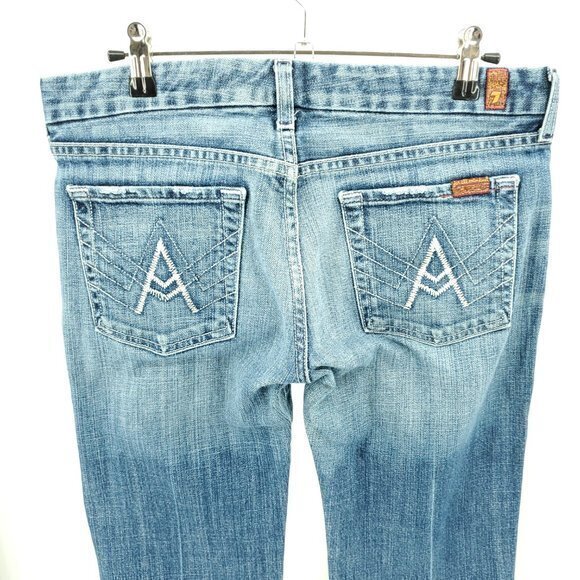 7 For All Mankind Blue Boot Cut Jeans A pocket. Too big for me. - Picture 1 of 15